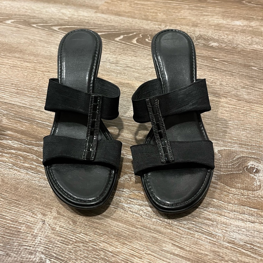 black wedges with jewel detail